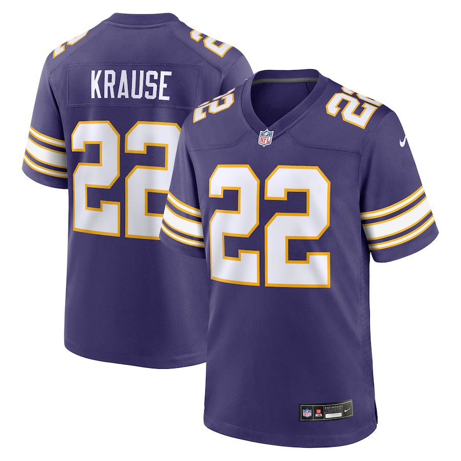 Men Minnesota Vikings #22 Paul Krause Nike Purple Classic Retired Player NFL Jersey